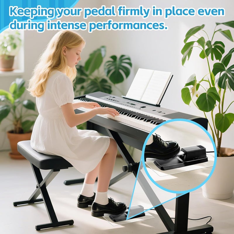 Maylanny Non-Slip Piano Sustain Pedal Mat, Foot Pedal Support Pad for Digital Keyboard/Electric Piano, Protects Hardwood Floors & Carpets – Anti-Slip Rubber Base for Enhanced Stability (Clear, 7.5" x 10" 1 PC) - Image 2